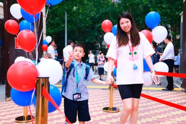 First day of school at YCIS Beijing with happy students
