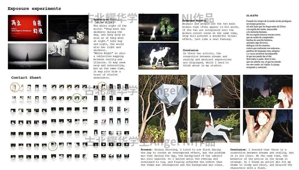 Angel作品过程页:左上角艺术家参考,其余区域展示草图、计划与实现步骤的完整框架